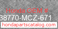 Honda 38770-MCZ-671 genuine part number image