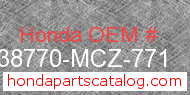 Honda 38770-MCZ-771 genuine part number image