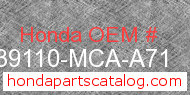 Honda 39110-MCA-A71 genuine part number image