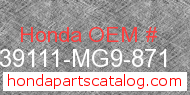 Honda 39111-MG9-871 genuine part number image