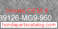 Honda 39126-MG9-950 genuine part number image