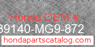 Honda 39140-MG9-872 genuine part number image