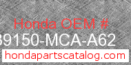Honda 39150-MCA-A62 genuine part number image