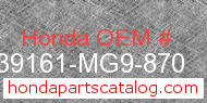 Honda 39161-MG9-870 genuine part number image