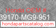 Honda 39170-MG9-951 genuine part number image