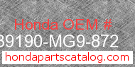 Honda 39190-MG9-872 genuine part number image