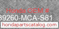 Honda 39260-MCA-S81 genuine part number image