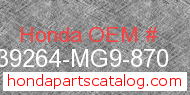 Honda 39264-MG9-870 genuine part number image