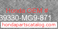 Honda 39330-MG9-871 genuine part number image