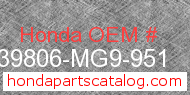 Honda 39806-MG9-951 genuine part number image
