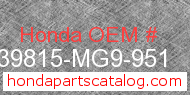 Honda 39815-MG9-951 genuine part number image