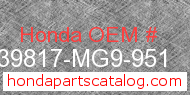 Honda 39817-MG9-951 genuine part number image