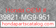 Honda 39821-MG9-951 genuine part number image