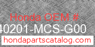 Honda 40201-MCS-G00 genuine part number image