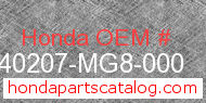 Honda 40207-MG8-000 genuine part number image