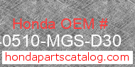 Honda 40510-MGS-D30 genuine part number image