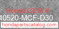 Honda 40520-MCF-D30 genuine part number image