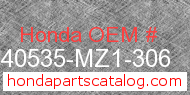 Honda 40535-MZ1-306 genuine part number image