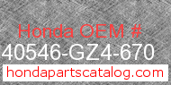 Honda 40546-GZ4-670 genuine part number image