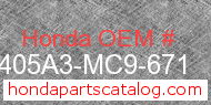 Honda 405A3-MC9-671 genuine part number image