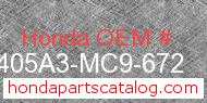 Honda 405A3-MC9-672 genuine part number image
