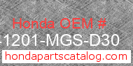 Honda 41201-MGS-D30 genuine part number image