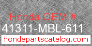 Honda 41311-MBL-611 genuine part number image
