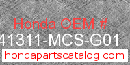 Honda 41311-MCS-G01 genuine part number image