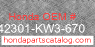 Honda 42301-KW3-670 genuine part number image