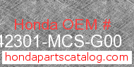Honda 42301-MCS-G00 genuine part number image