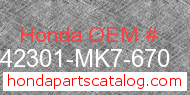 Honda 42301-MK7-670 genuine part number image