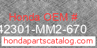 Honda 42301-MM2-670 genuine part number image
