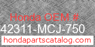 Honda 42311-MCJ-750 genuine part number image