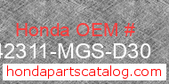 Honda 42311-MGS-D30 genuine part number image