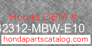 Honda 42312-MBW-E10 genuine part number image