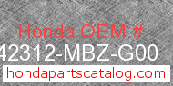 Honda 42312-MBZ-G00 genuine part number image