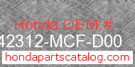 Honda 42312-MCF-D00 genuine part number image