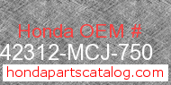 Honda 42312-MCJ-750 genuine part number image