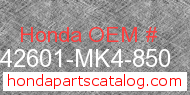 Honda 42601-MK4-850 genuine part number image