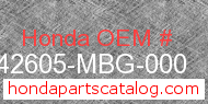 Honda 42605-MBG-000 genuine part number image