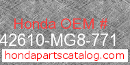Honda 42610-MG8-771 genuine part number image