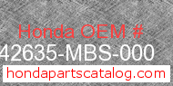 Honda 42635-MBS-000 genuine part number image