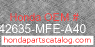 Honda 42635-MFE-A40 genuine part number image