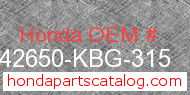 Honda 42650-KBG-315 genuine part number image