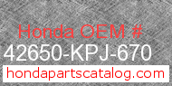 Honda 42650-KPJ-670 genuine part number image