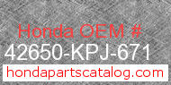 Honda 42650-KPJ-671 genuine part number image