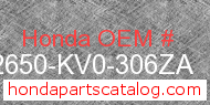 Honda 42650-KV0-306ZA genuine part number image