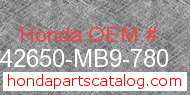 Honda 42650-MB9-780 genuine part number image