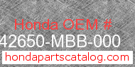 Honda 42650-MBB-000 genuine part number image
