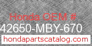 Honda 42650-MBY-670 genuine part number image